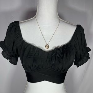 NWT boutique black Top Crop with bow size small